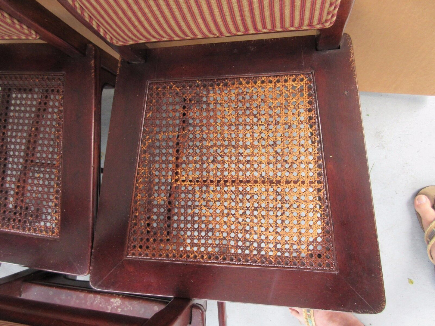 (5) Vintage HENREDON ASIAN COLLECTION Cane Upholstered Back Mahogany Dining Chairs