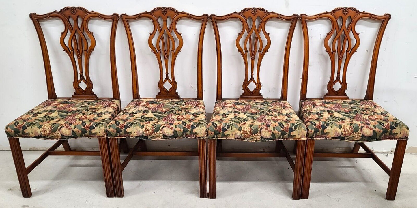 Antique 1930s Set of 6 Mahogany Chippendale Dining Chairs