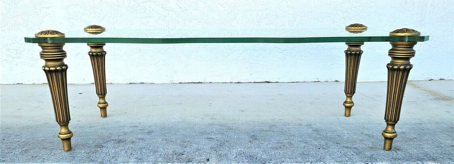 FRANCISCO HURTADO Style Sculptural Hollywood Regency Glass Coffee Cocktail Table