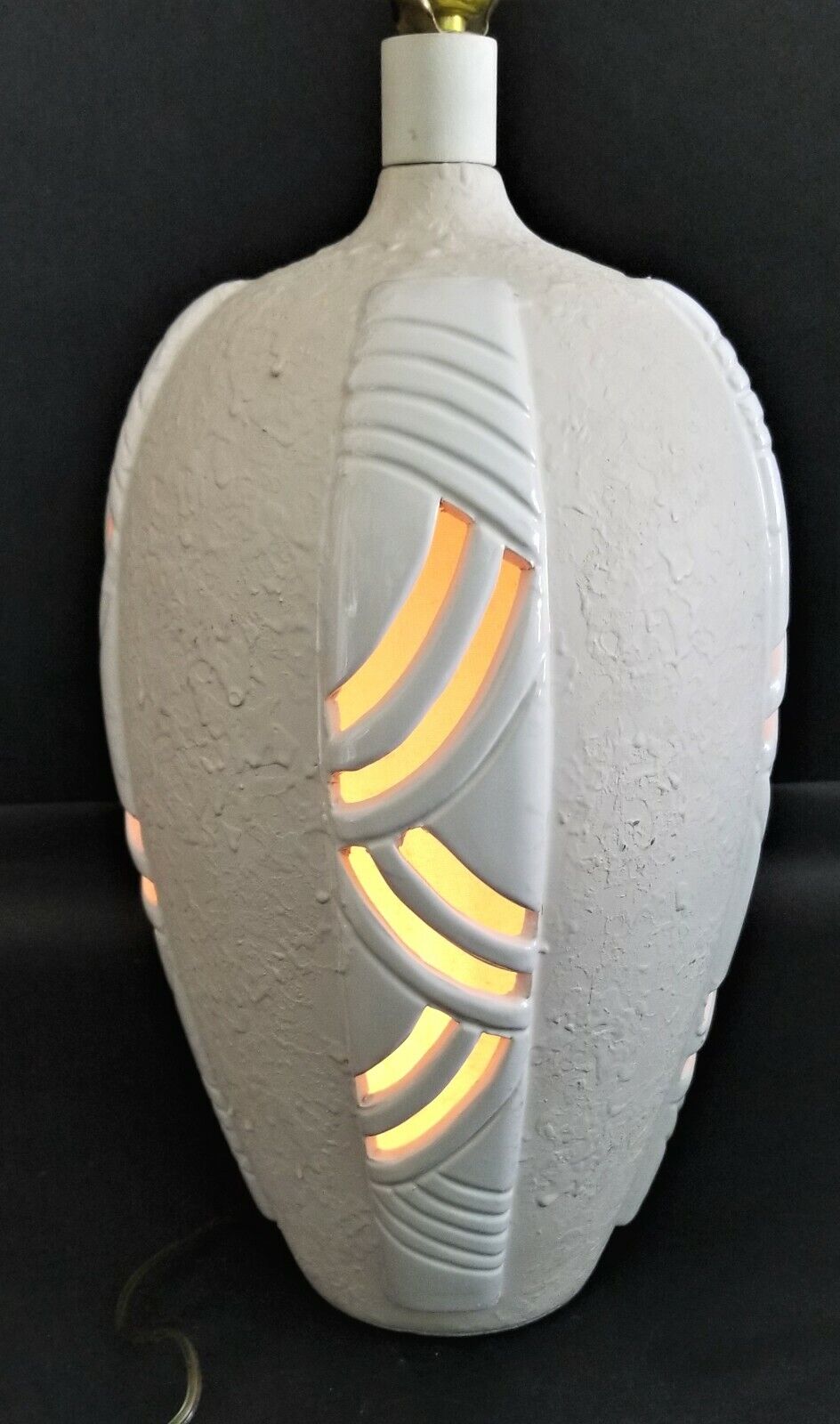 Vintage Ceramic Reticulated Table Lamp with Inside Light