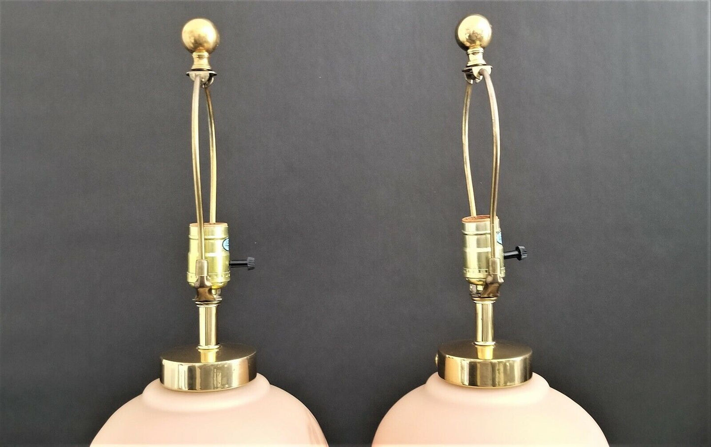 Signed VIANNE GLASS France Art Deco Floral Relief Table Lamps - A Pair