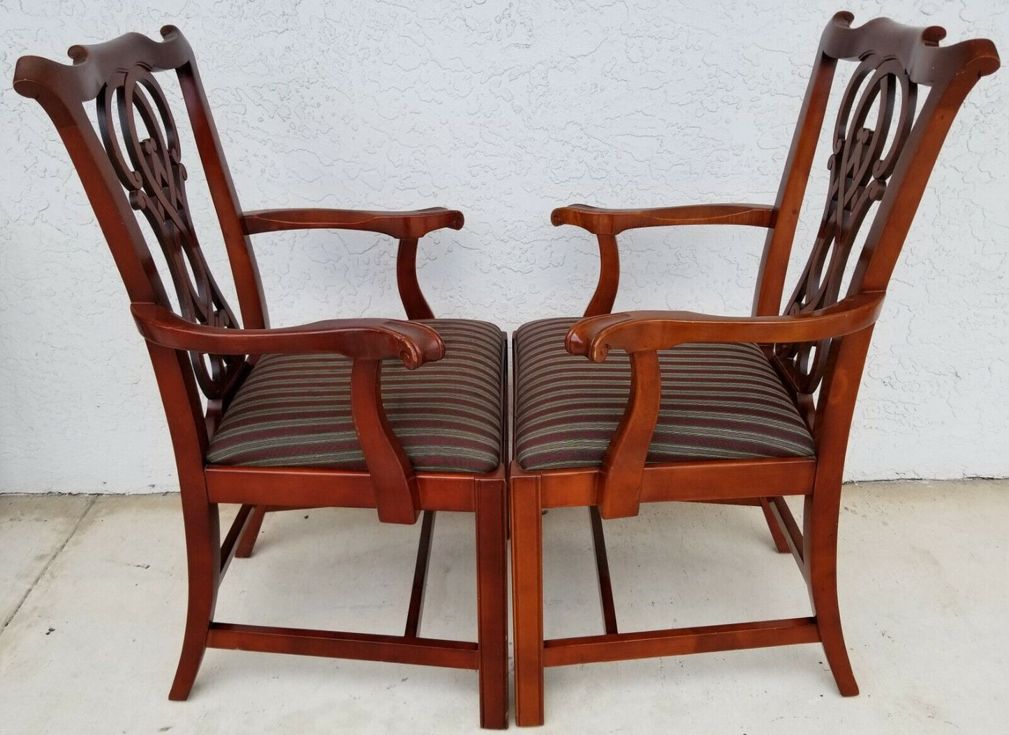 1996 Pair of BERNHARDT #1815 Chippendale Style Armchairs Dining Accent Chairs