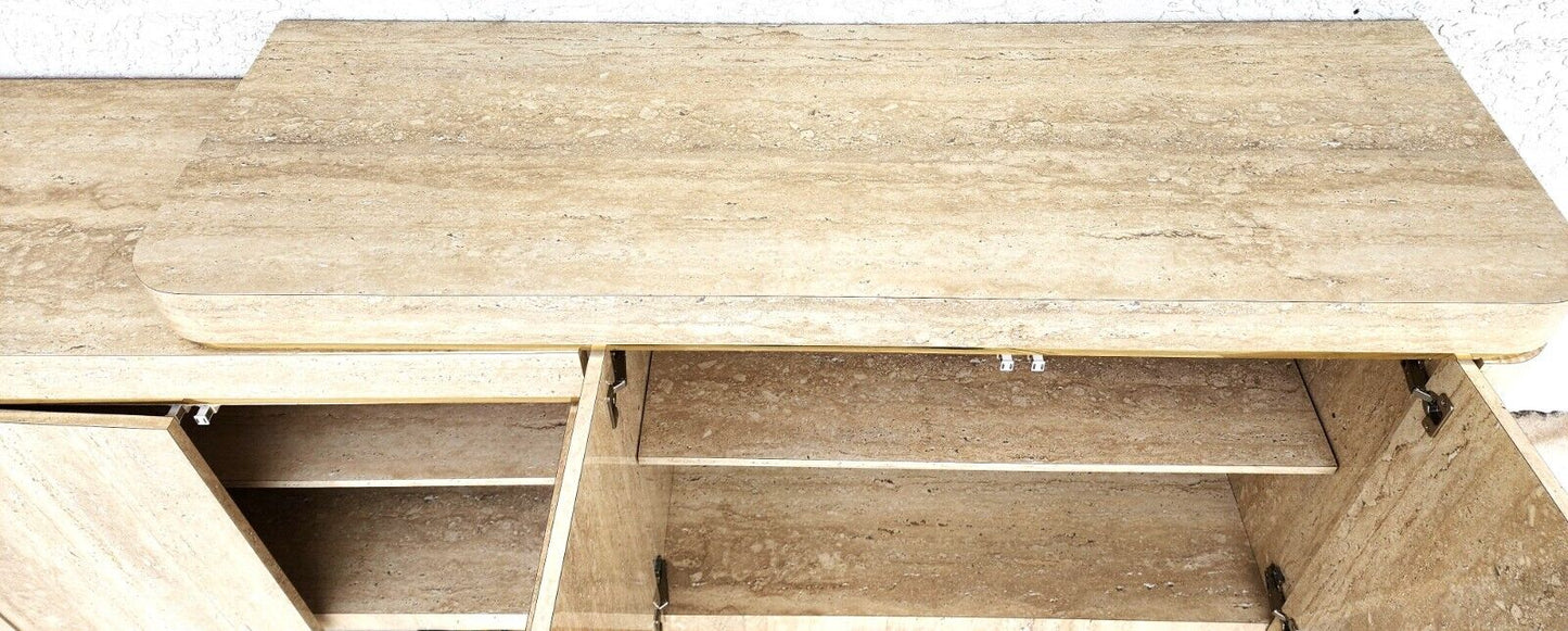 Sideboard Buffet Dry Bar Cabinet Postmodern Faux Travertine