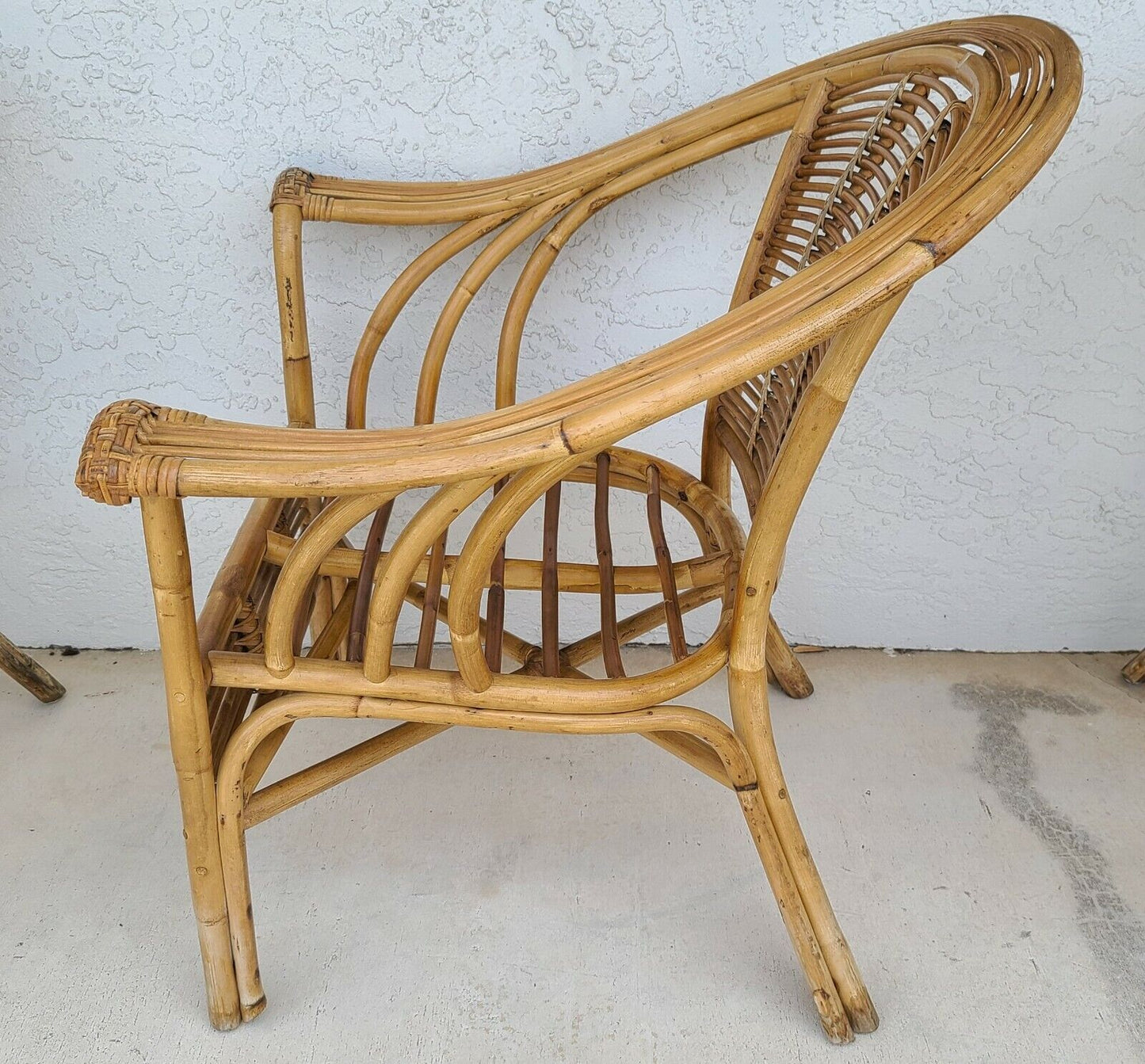 Set of 4 MCM FRANCO ALBINI Style Bamboo Rattan Bentwood Armchairs