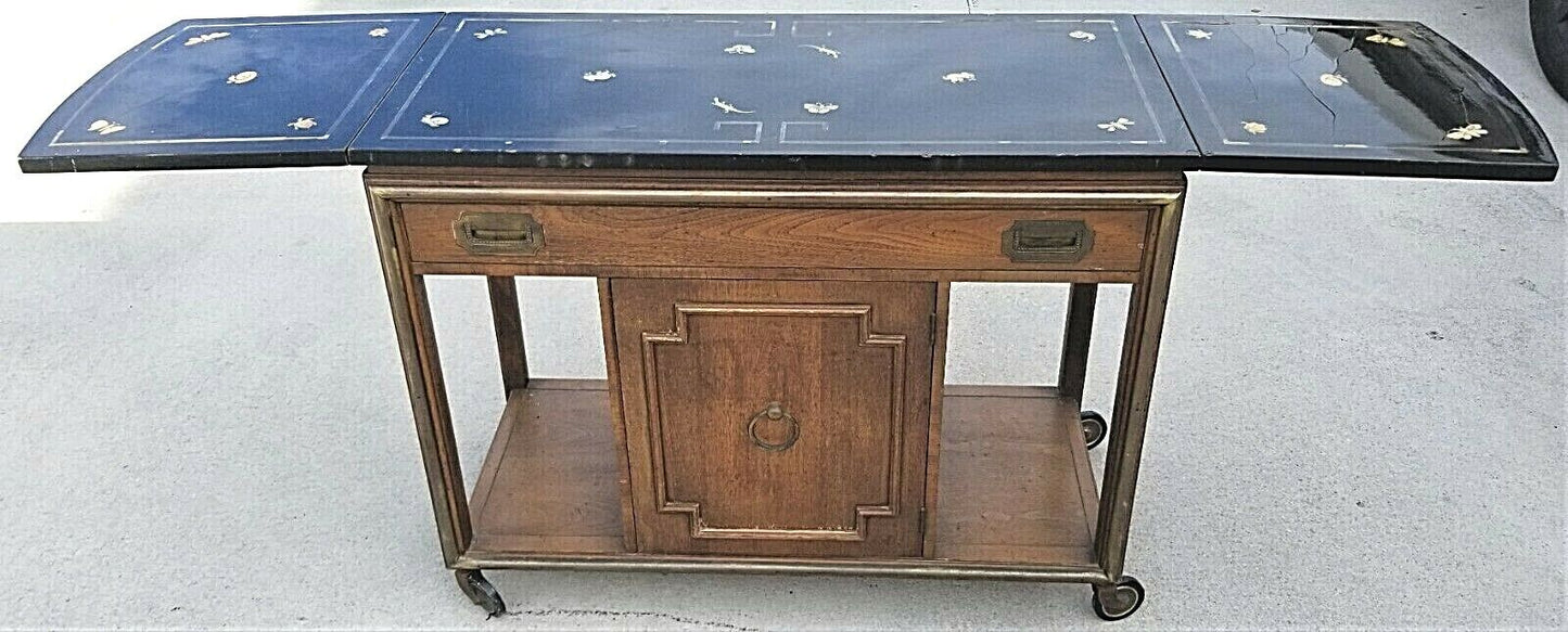 Mid Century Mastercraft Lacquered Rolling Dry Bar Sideboard Buffet Server Cart
