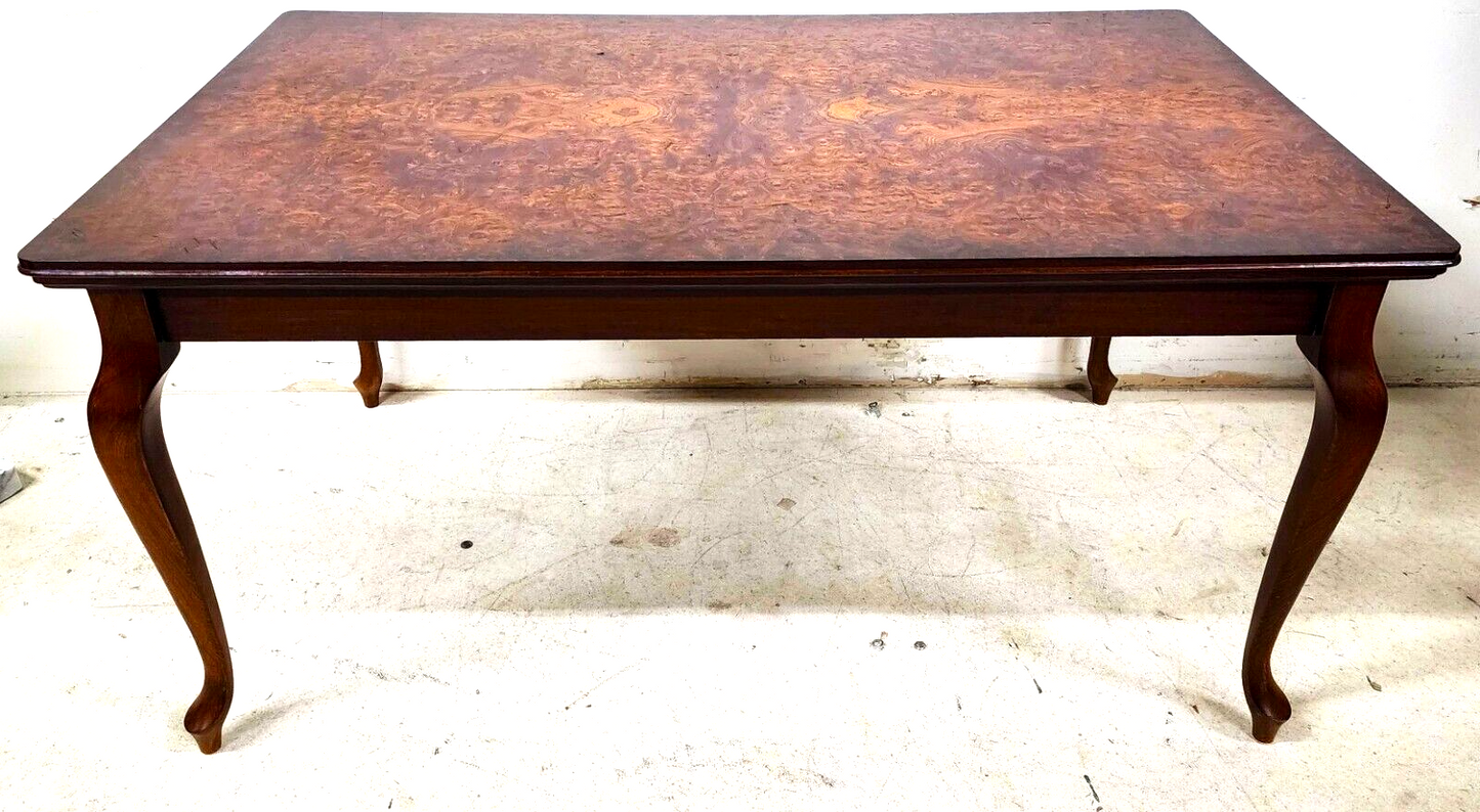 French Dining Table High Gloss Birdseye Maple Extendable