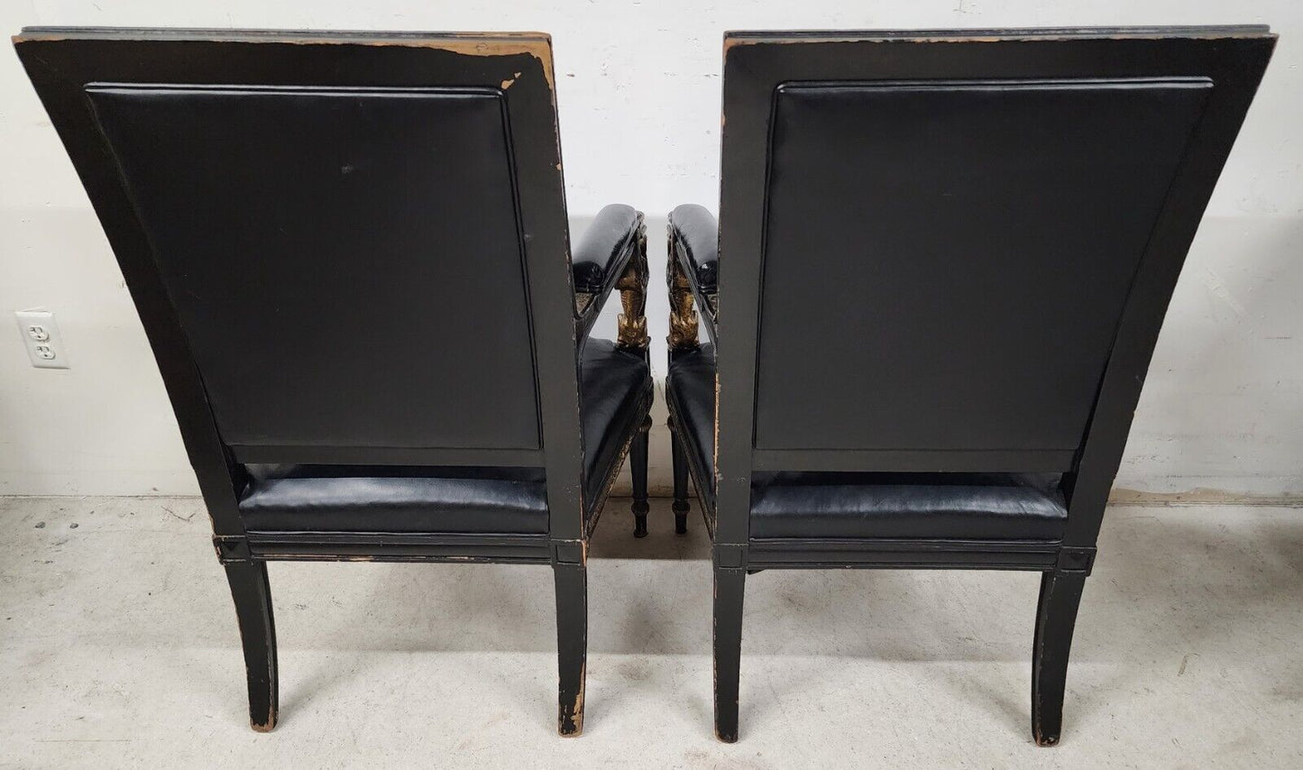 Leather Armchairs Empire Style Mid Century
