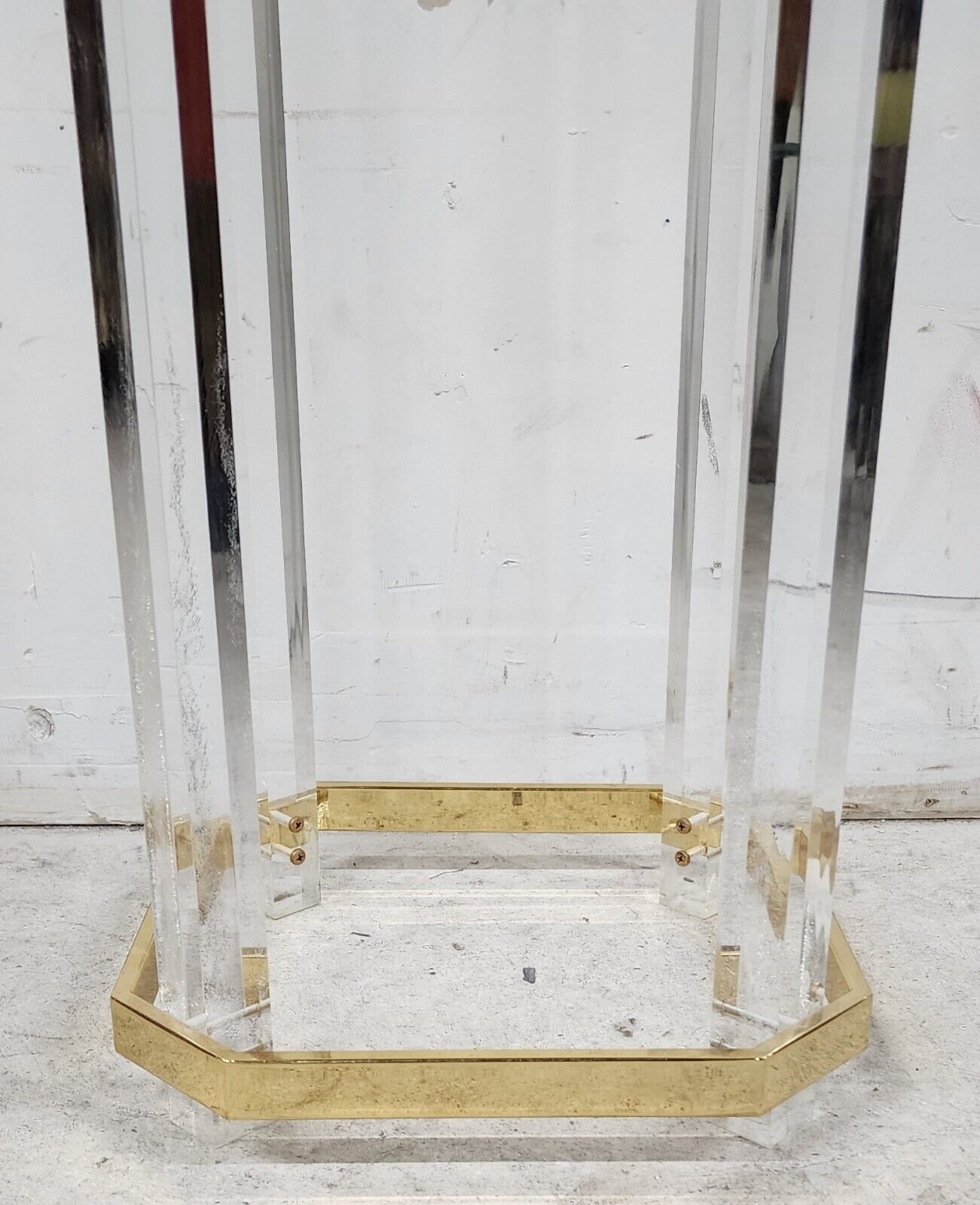 Lucite Pedestal Display Stand CHARLES HOLLIS JONES Style 24 Karat Gold Plated