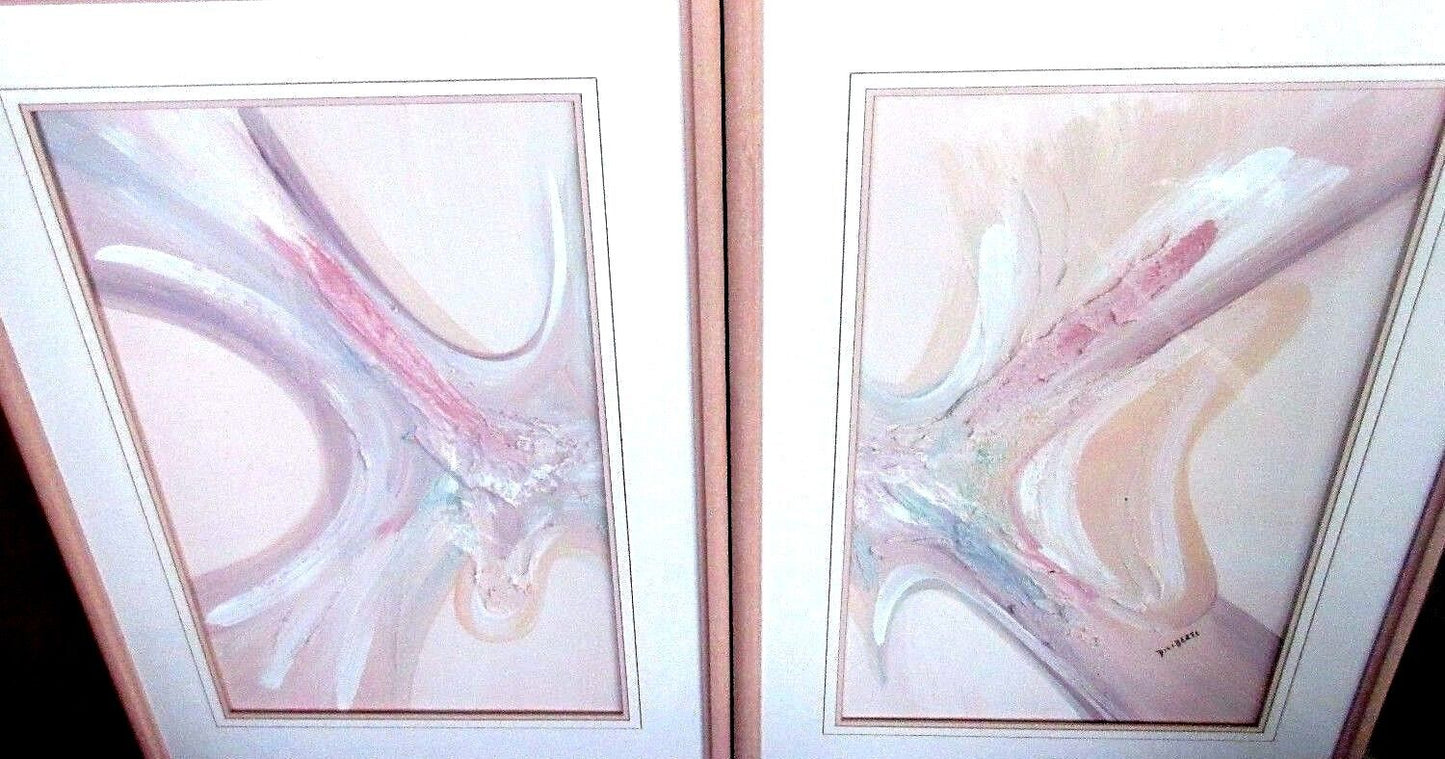 2 Panel Painting Signed Dino Diliberti (Clearwater FL) Abstract Textured Pastels