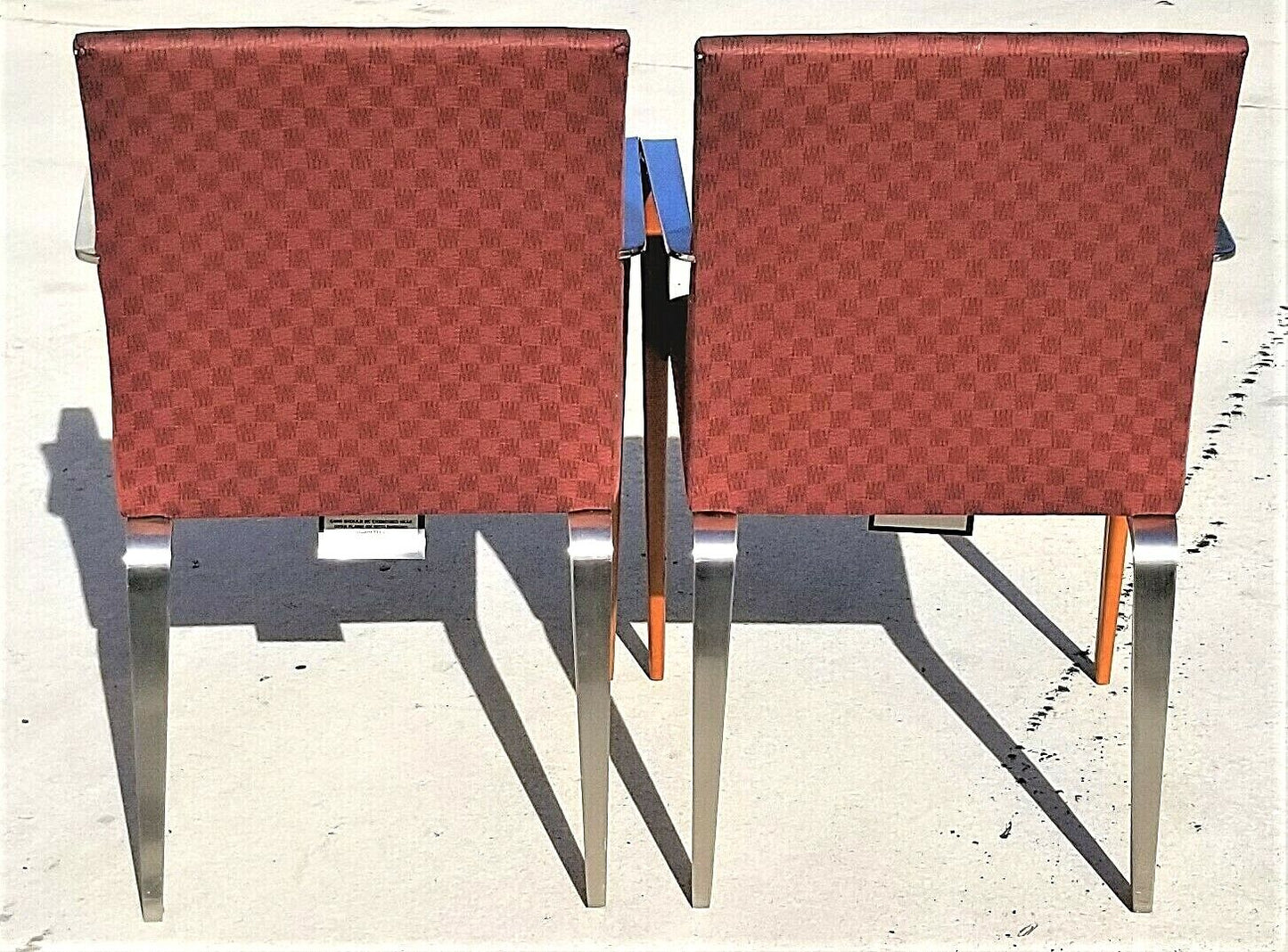 Set of 2 MCM Solid Chrome & Wood Dining Armchairs Accent Chairs