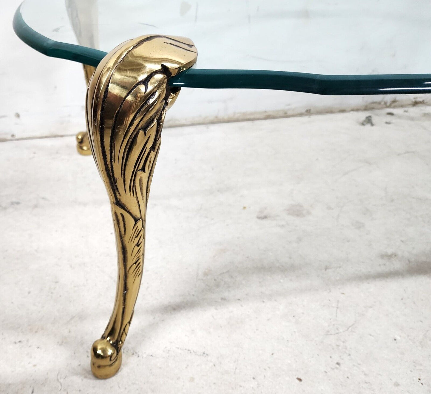 French Provincial Coffee Table Brass & Glass Vintage 1970s by CHAPMAN