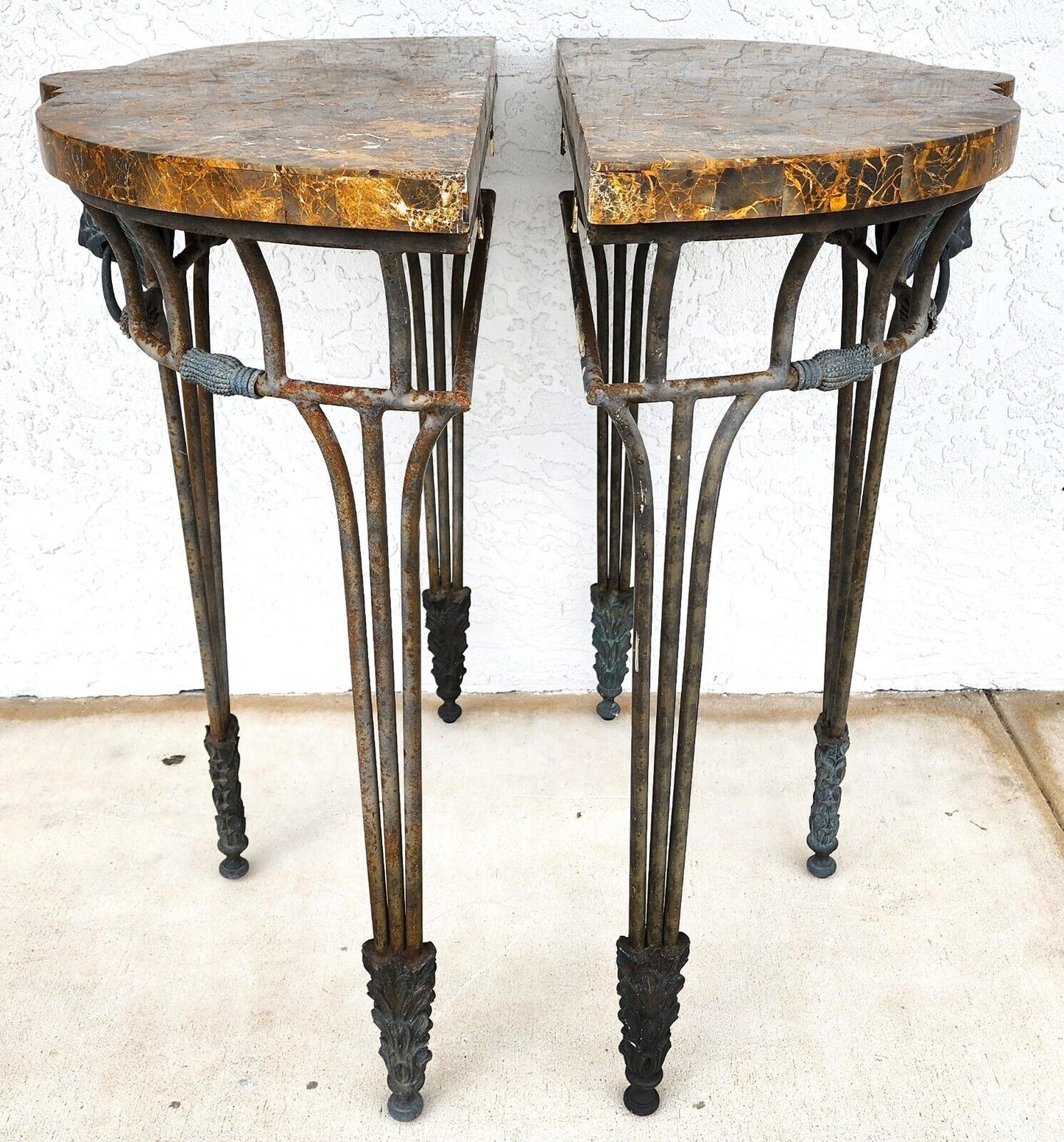 French Console Tables Bronze Tessellated Marble by MAITLAND SMITH - a Pair