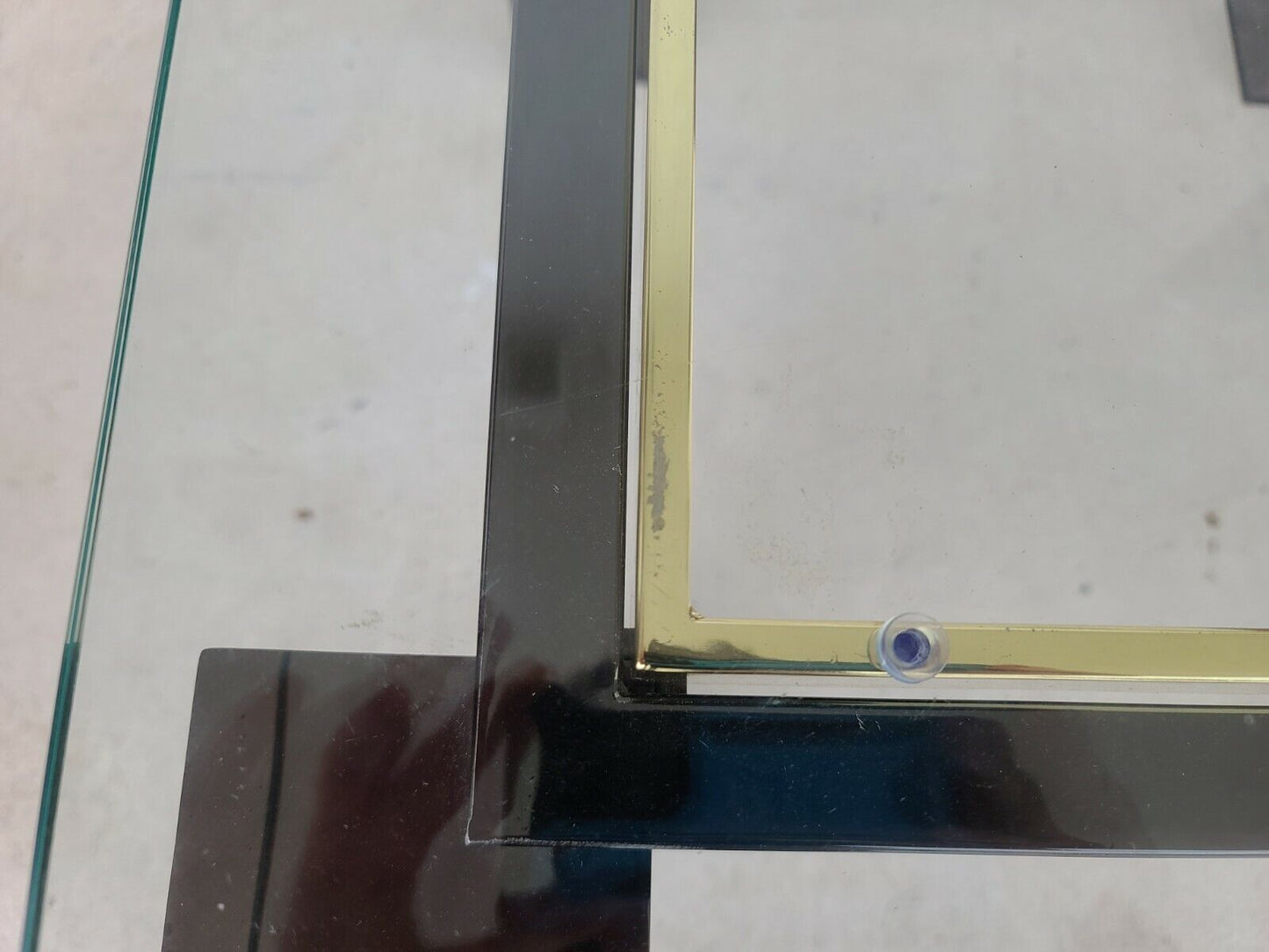 MCM Milo Baughman Style Italian Black Chrome Brass Glass Coffee Side End Table