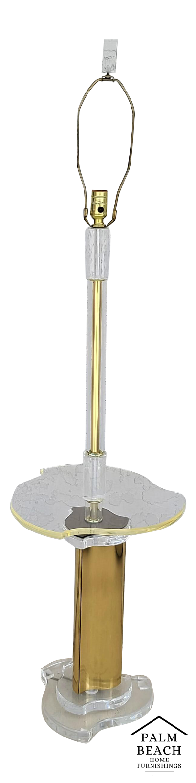 Vintage Art Deco BAUER Lucite & Brass Floor Lamp With Table