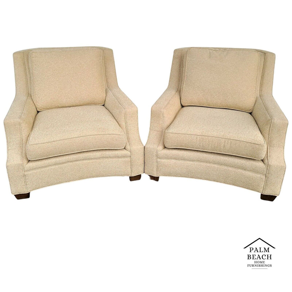 CENTURY FURNITURE Co Oversized Beige Lounge Chairs - A Pair