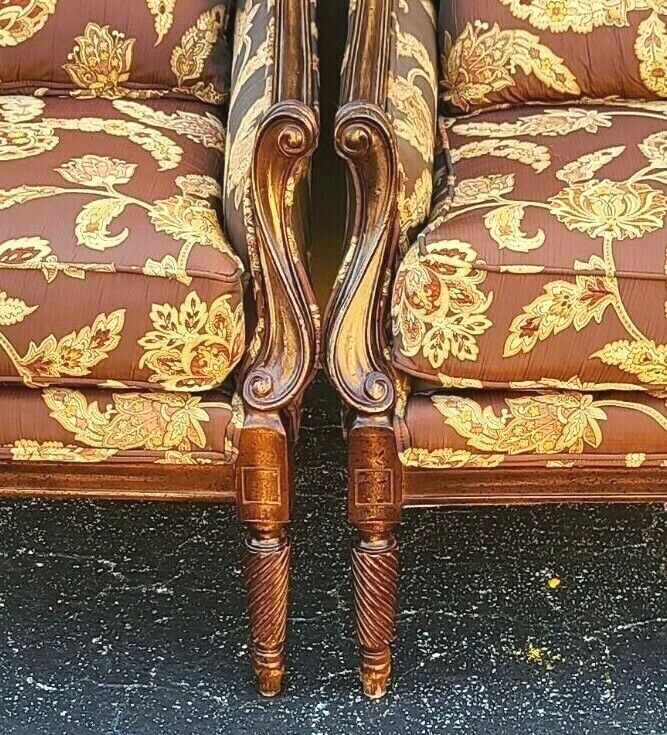 Antique Pair of Silk Armchairs by ROBERT ALLEN