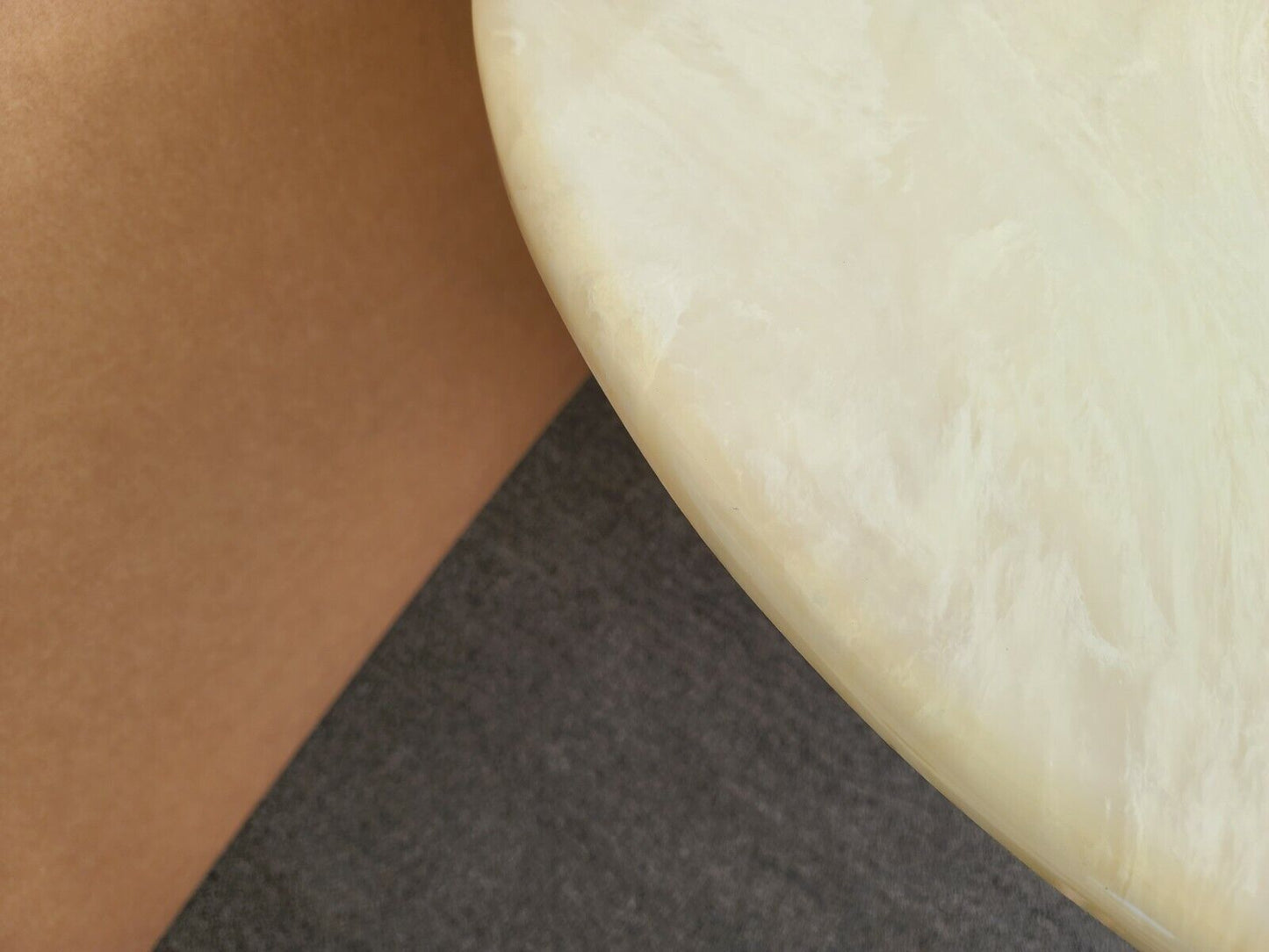 Vintage Mid Century Modern Faux Marble Oval Pedestal Dining Table