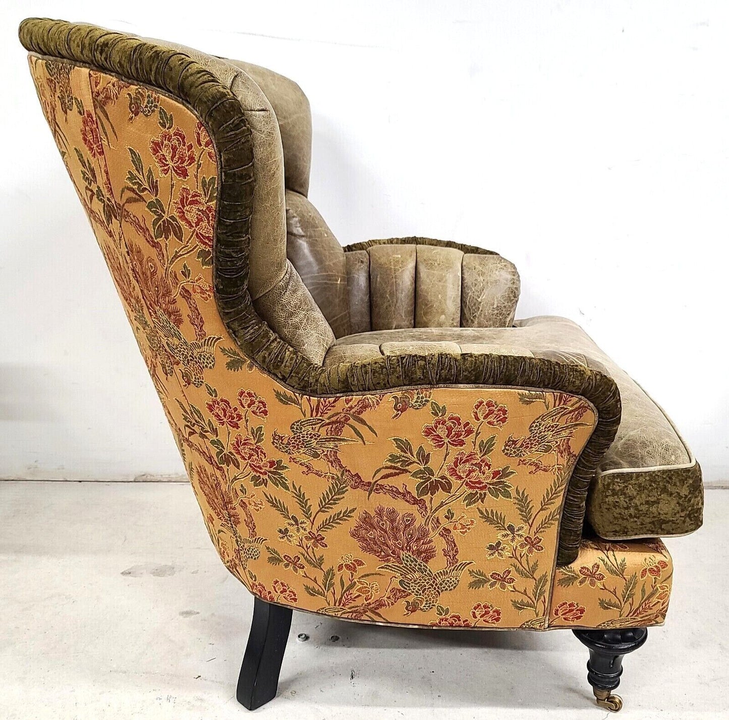 Leather Wingback Library Reading Chair by CAROL HICKS BOLTON for E J VICTOR