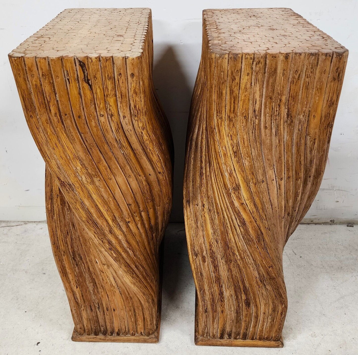 Vintage Bamboo Table Dining Console Bases Pedestals Boho by McGuire