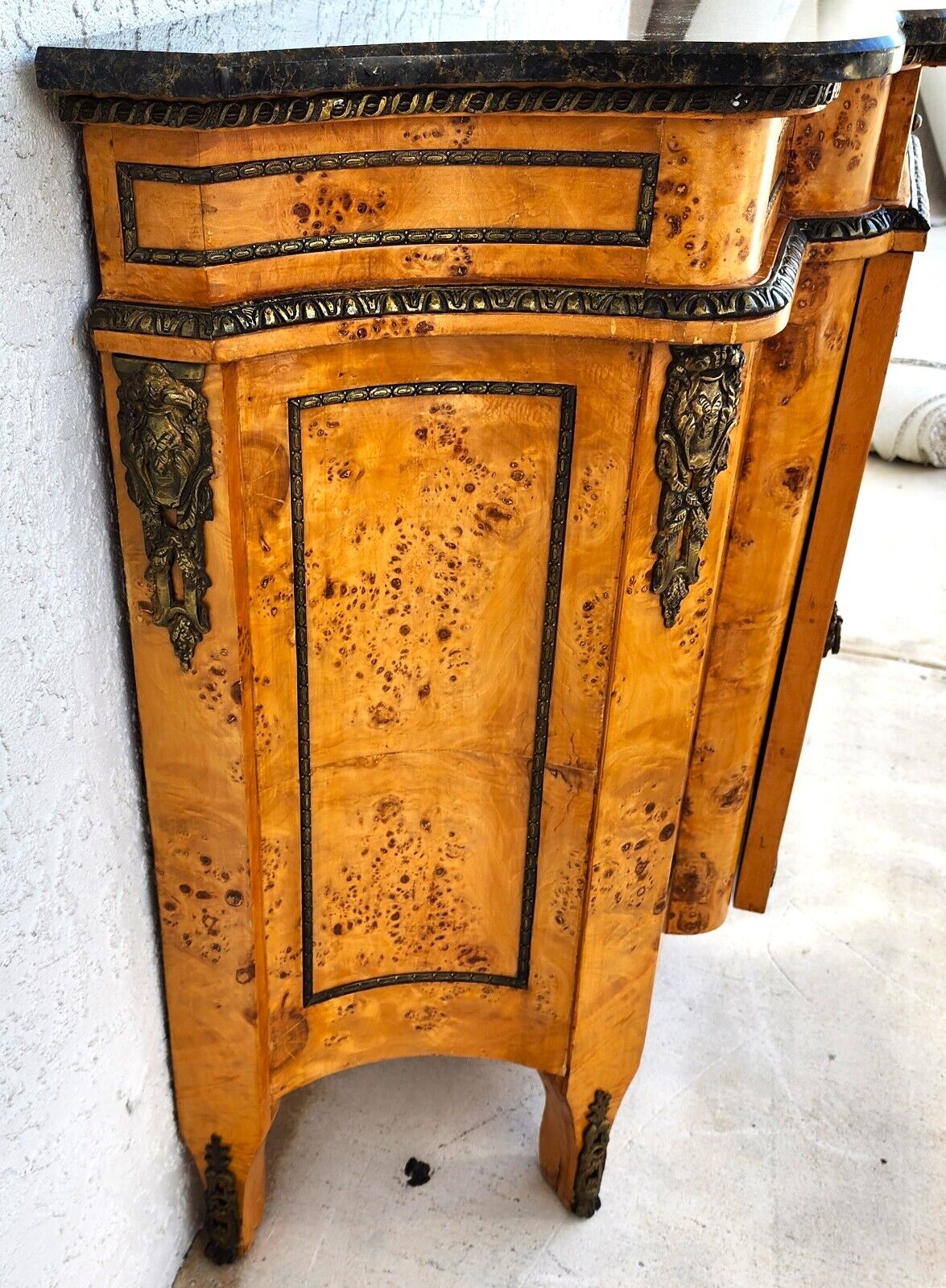 French Louis XV Bar Cabinet Birdseye Maple