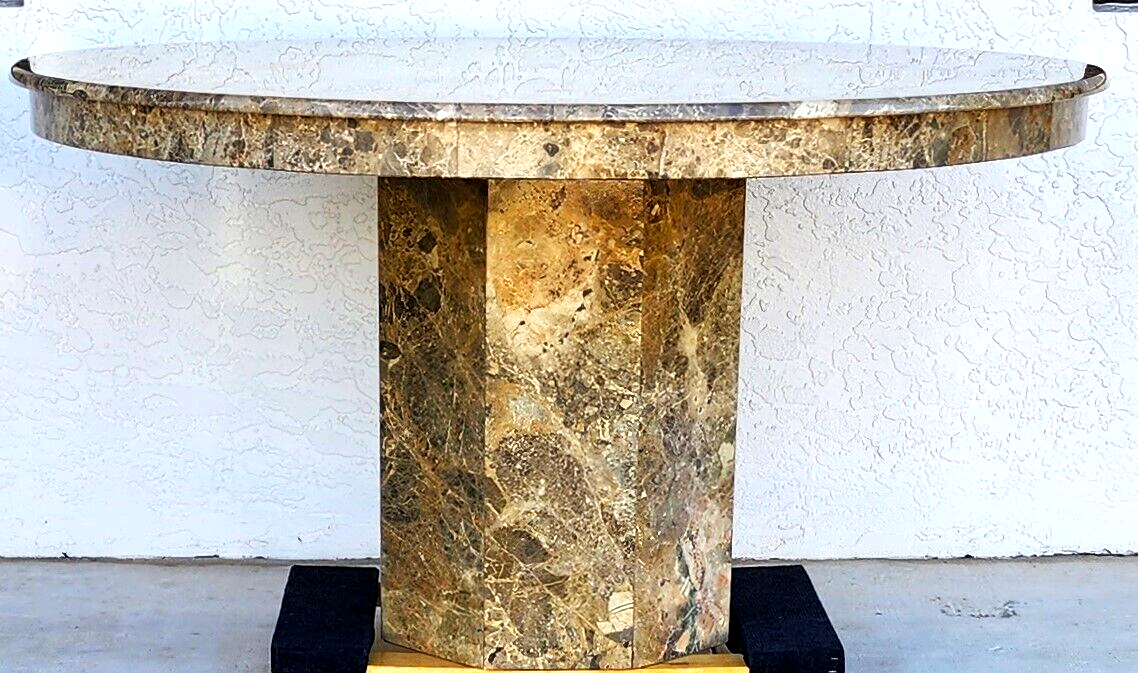 Marble Dining Table Faux Emperado Italian 1970s 55"