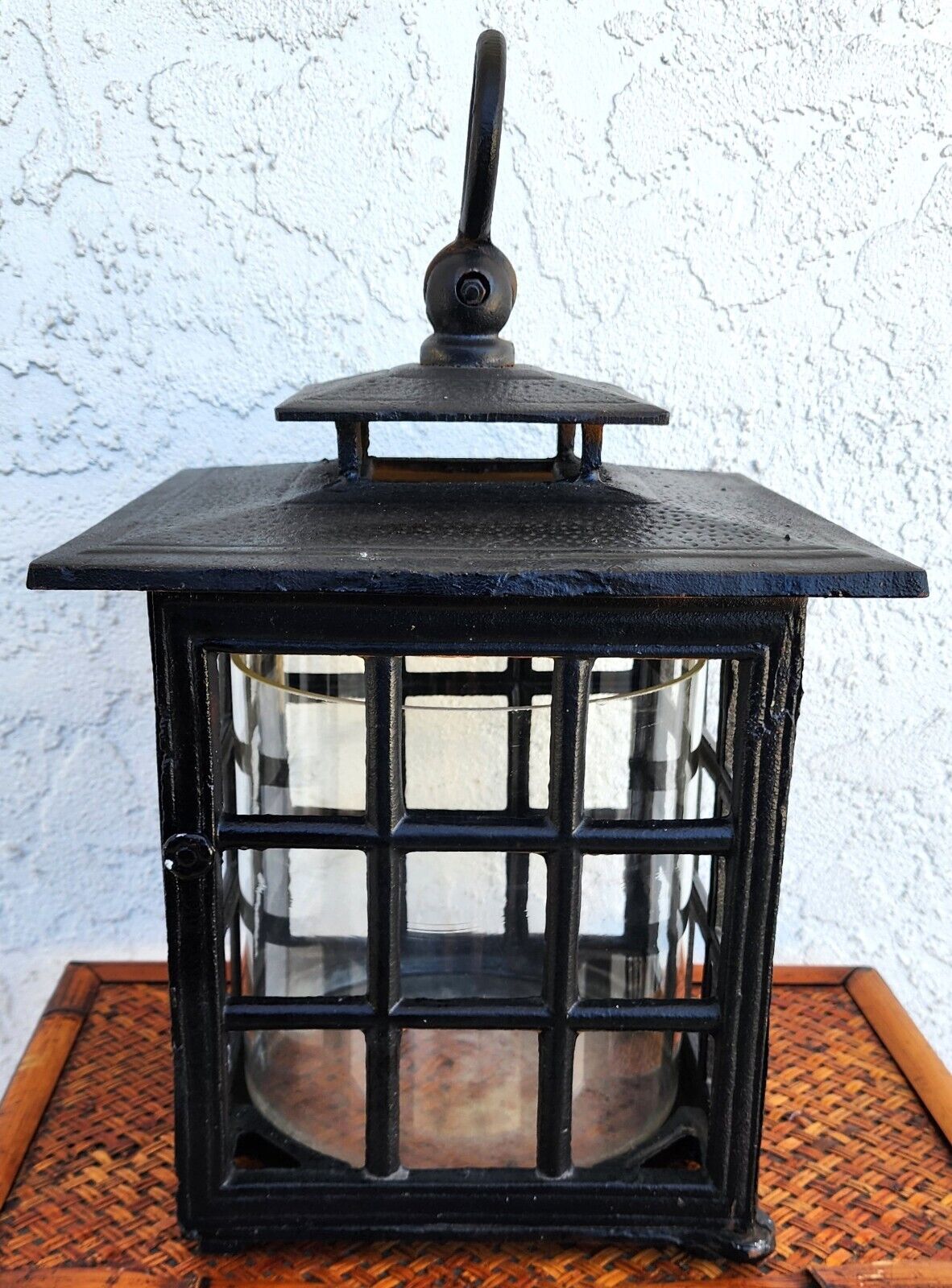 Iron Candle Lantern Mid Century Huge 30 Pounds