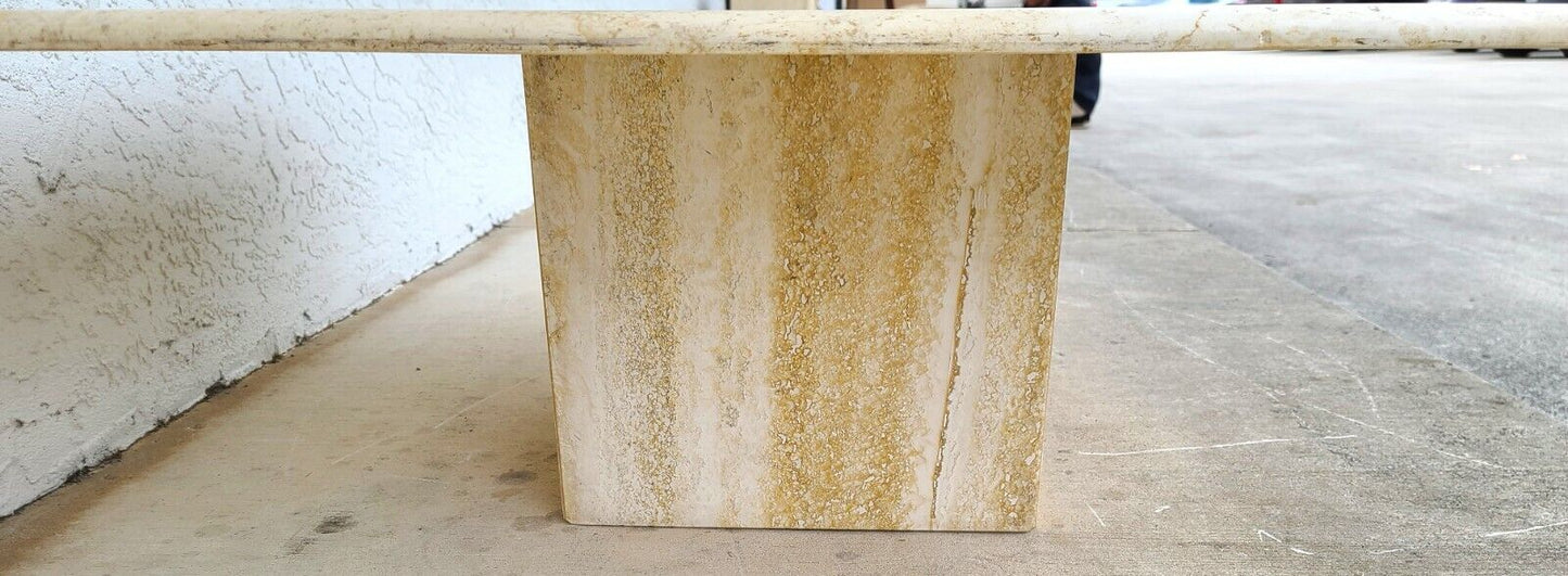 MCM Italian Travertine Marble Cocktail Coffee Table