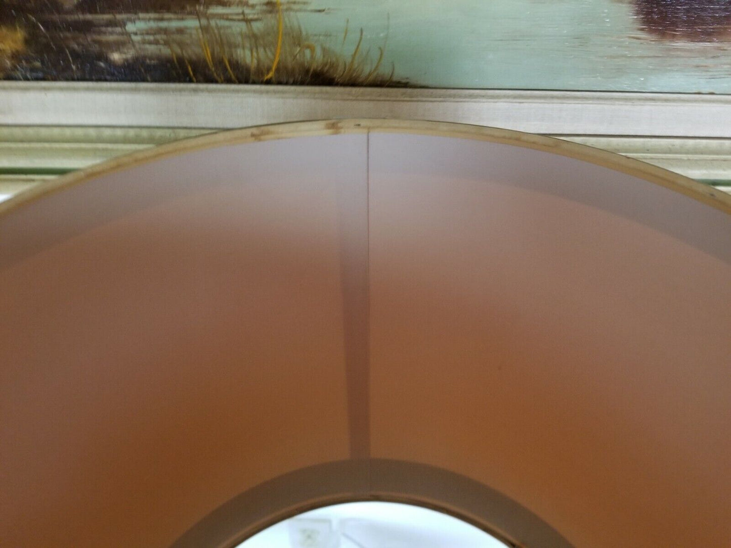 Magnificent 30" Vintage MCM Lamp w Brass Wrapped Shade Mid Century Modern