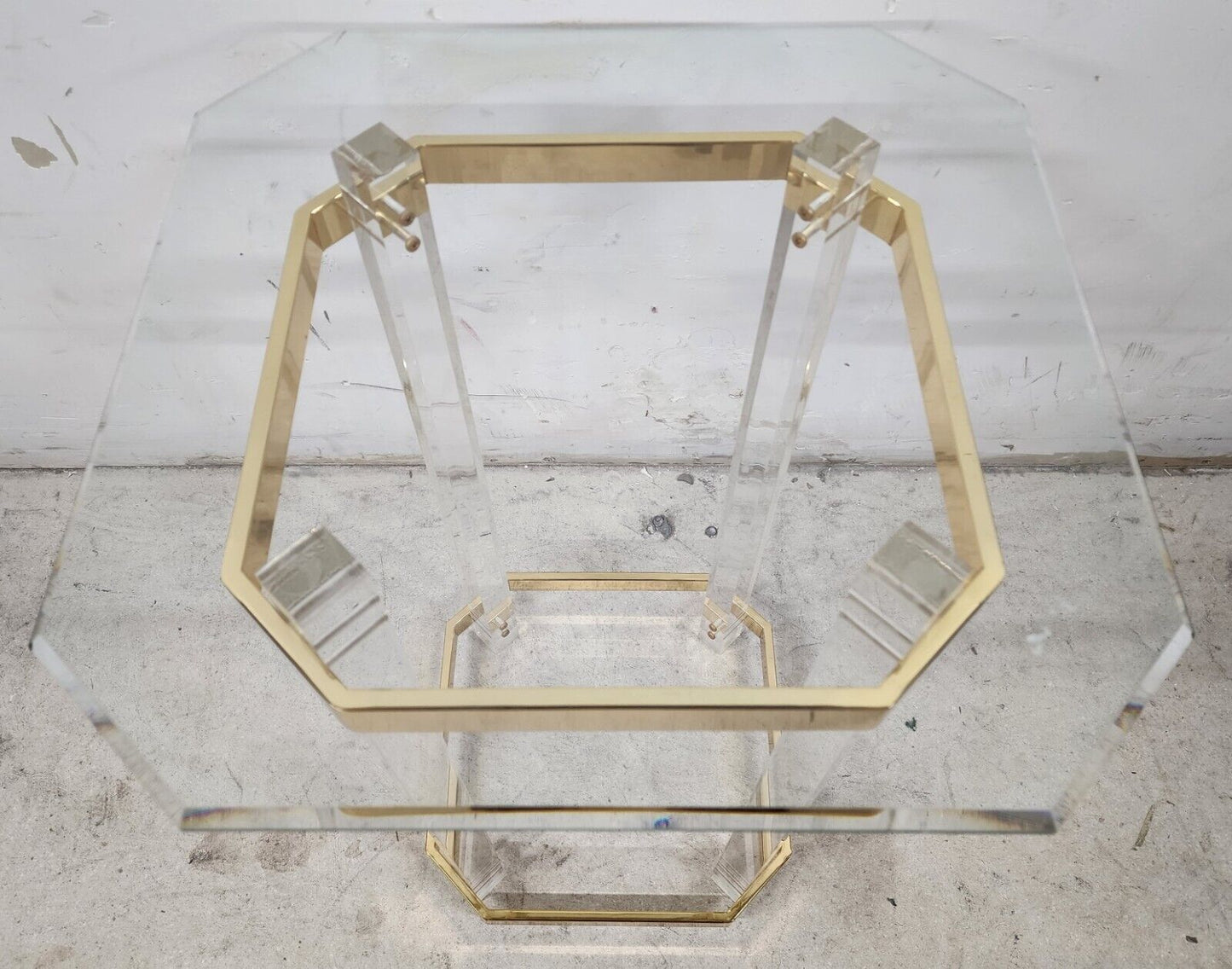 Lucite Side Table CHARLES HOLLIS JONES Style 24 Karat Gold Plated