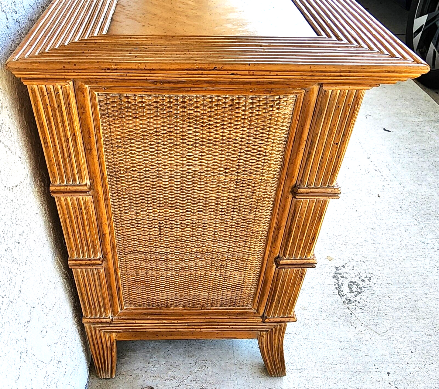 Boho Bamboo Wicker Nightstand Chest by Lexington