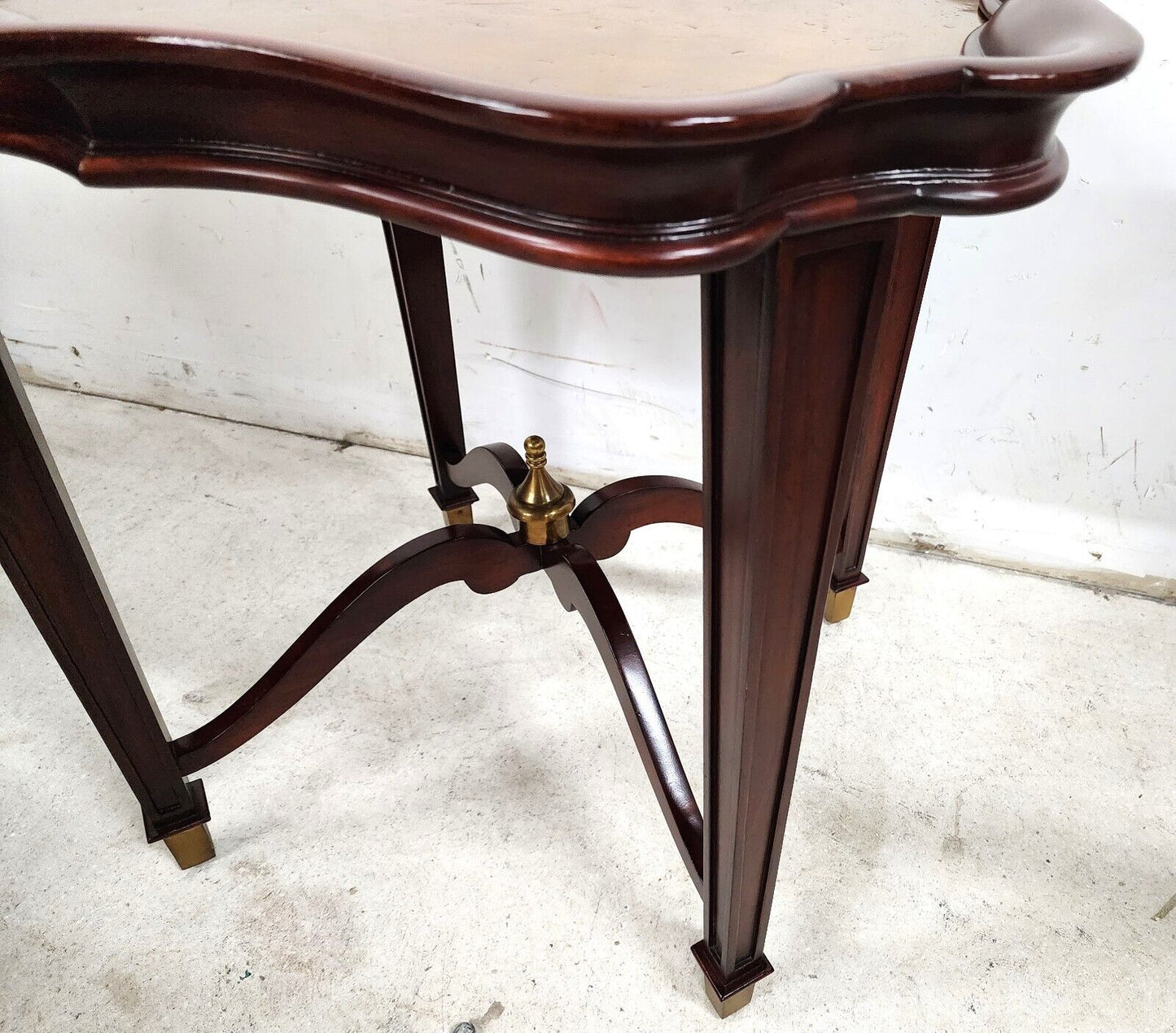 Mahogany Center Side Table Brass Pie Crust Top by JD Young & Sons
