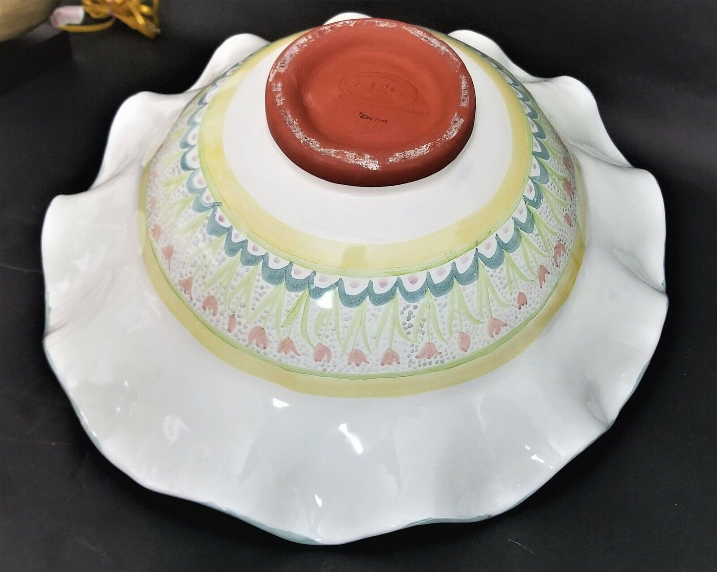 MACKENZIE CHILDS King Ferry Victoria Richard Serving Centerpiece Scalloped Bowl