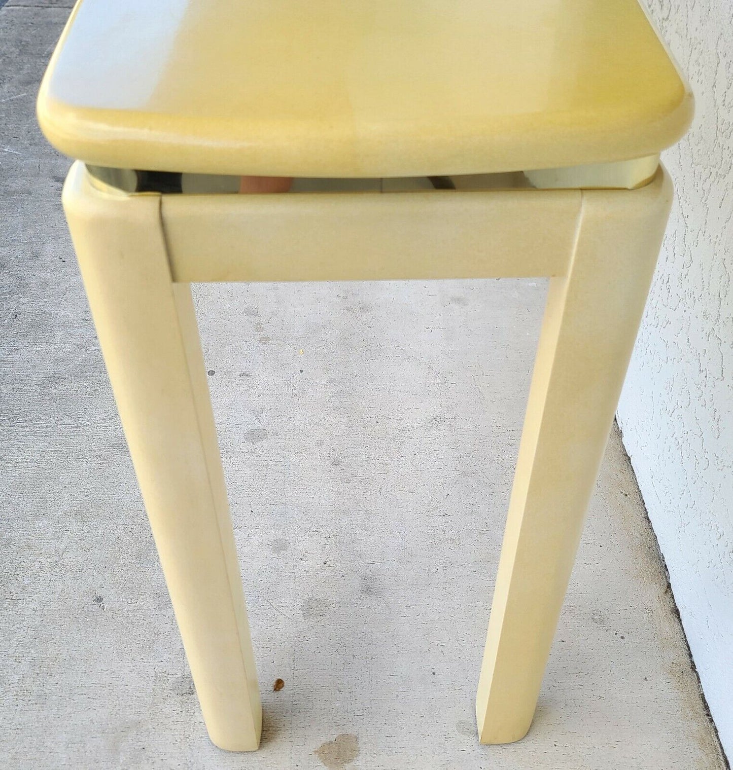 KARL SPRINGER Style Faux Lacquered Goatskin Console Sofa Table