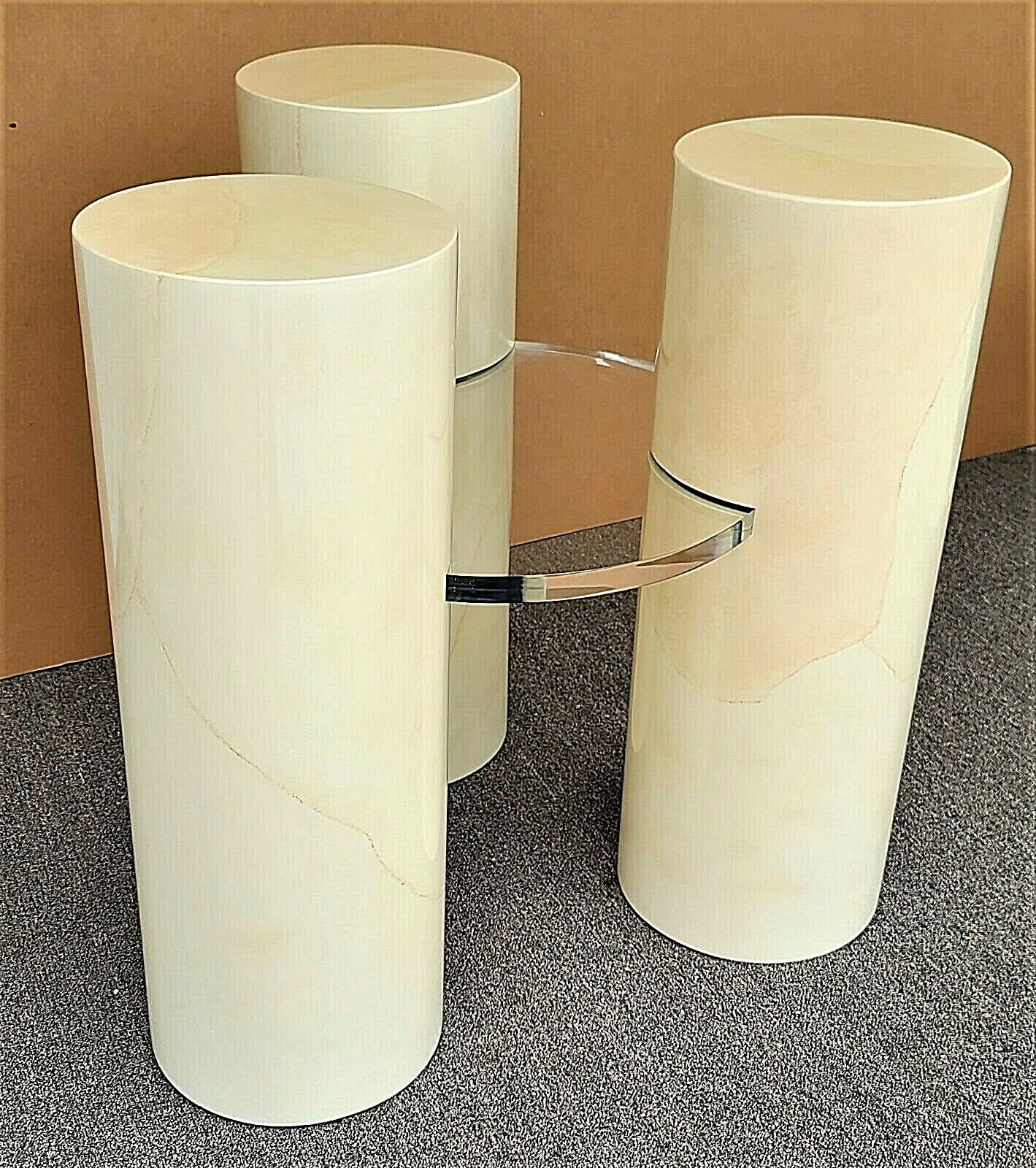 Karl Springer Lucite Faux Goatskin Dining Game Table Base