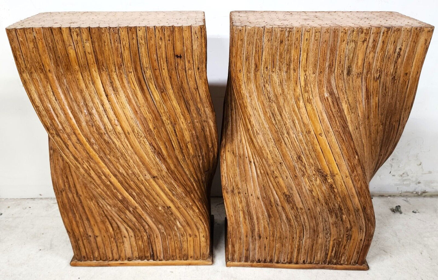 Vintage Bamboo Table Dining Console Bases Pedestals Boho by McGuire