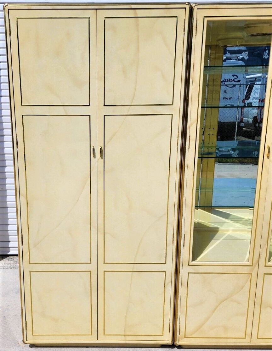 Faux Goatskin Display Etagere Bar Cabinets by JOHN STUART