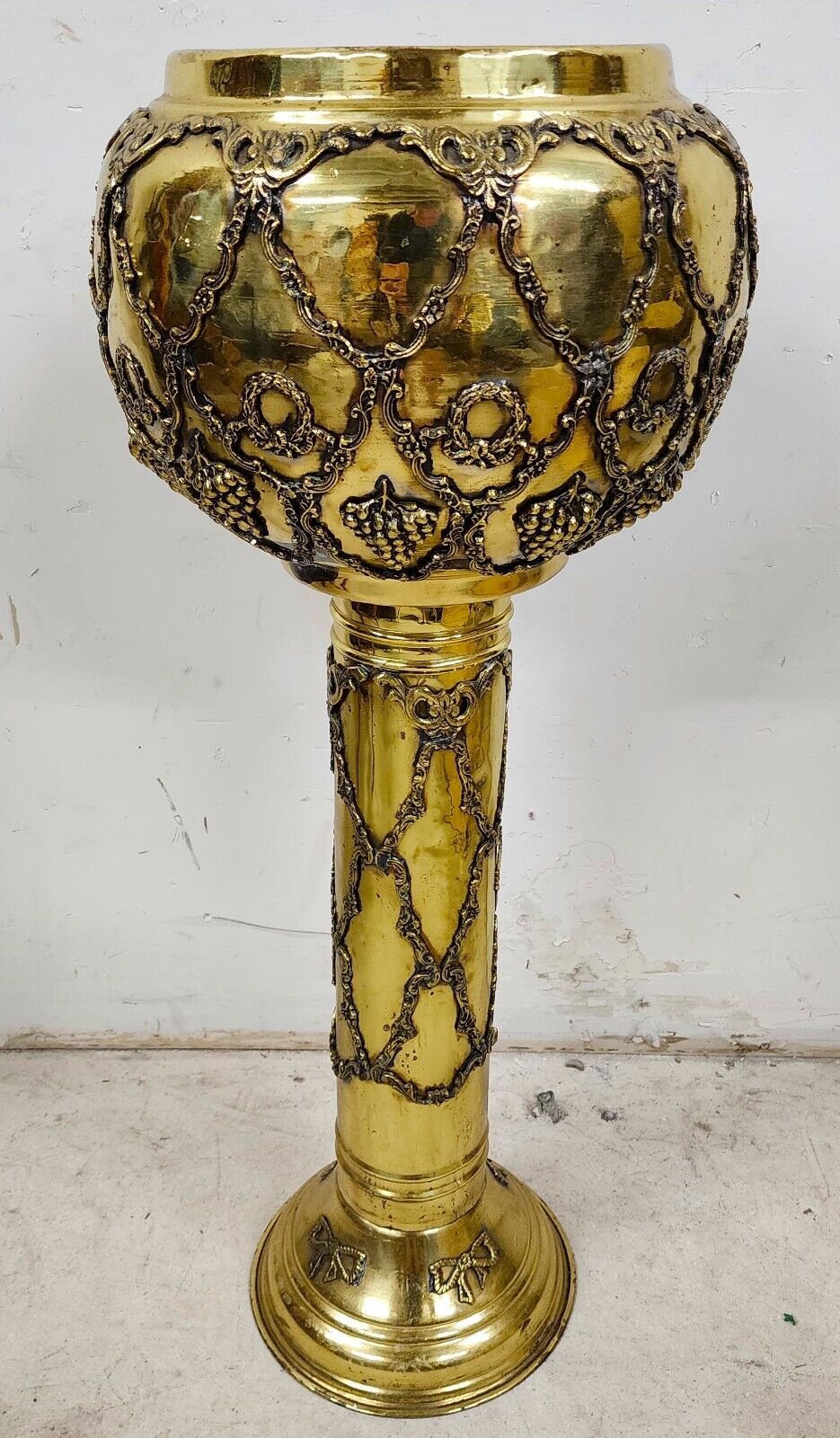 2 Antique Brass Planter Stands