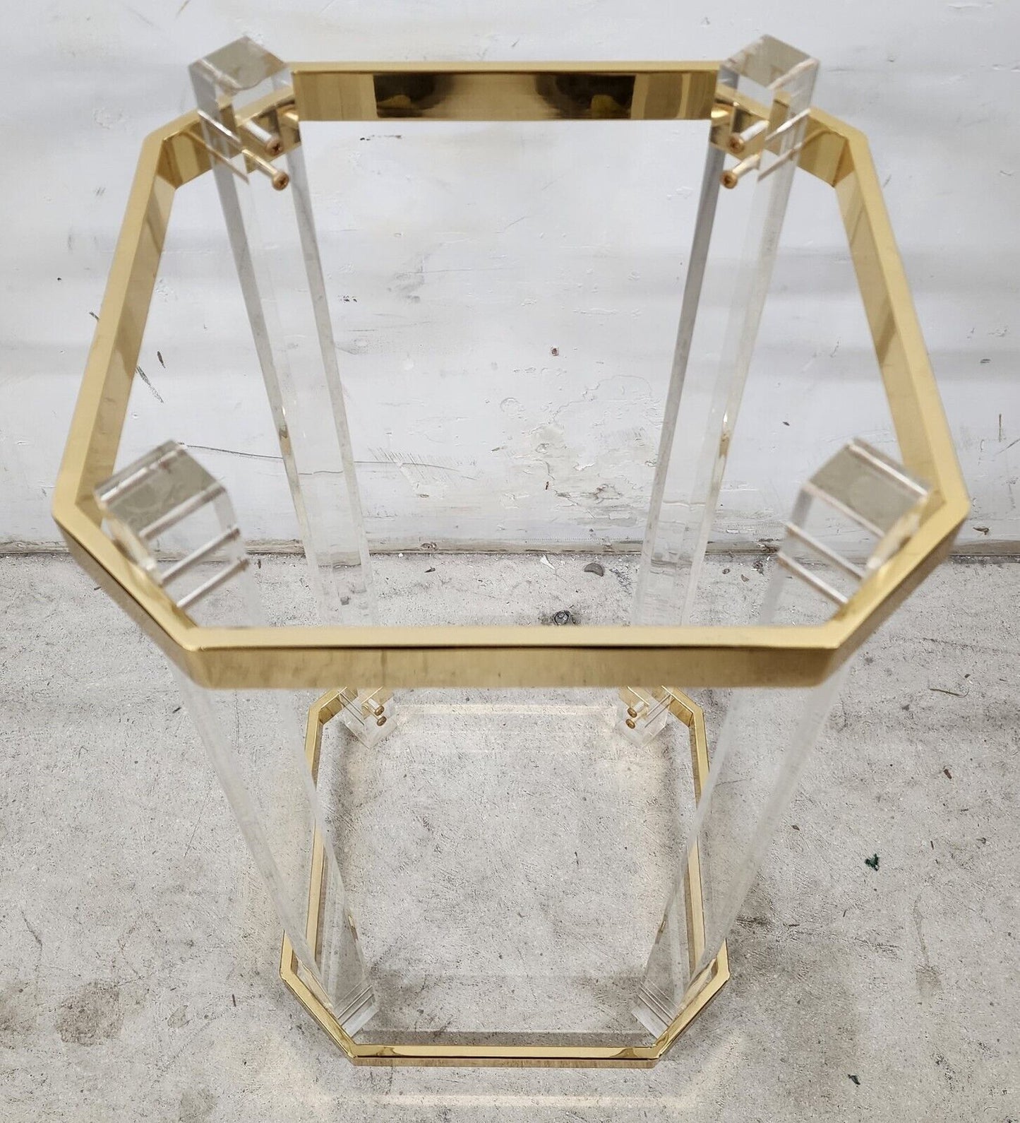 Lucite Side Table CHARLES HOLLIS JONES Style 24 Karat Gold Plated