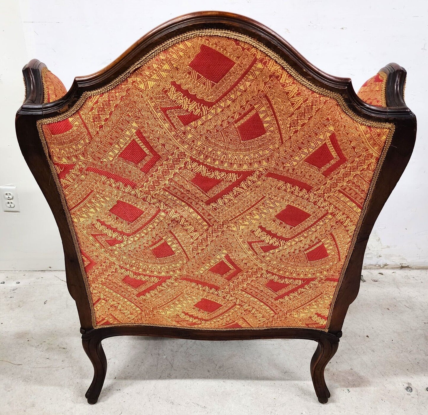 French Provincial Chair Wingback Walnut Bergere Antique