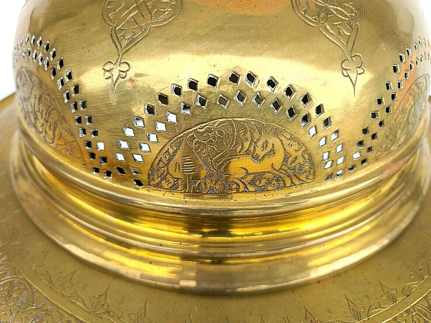 Large 30" Antique c 1900 Arabic Fire Pit Ceremonial Brazier with Matching Tray