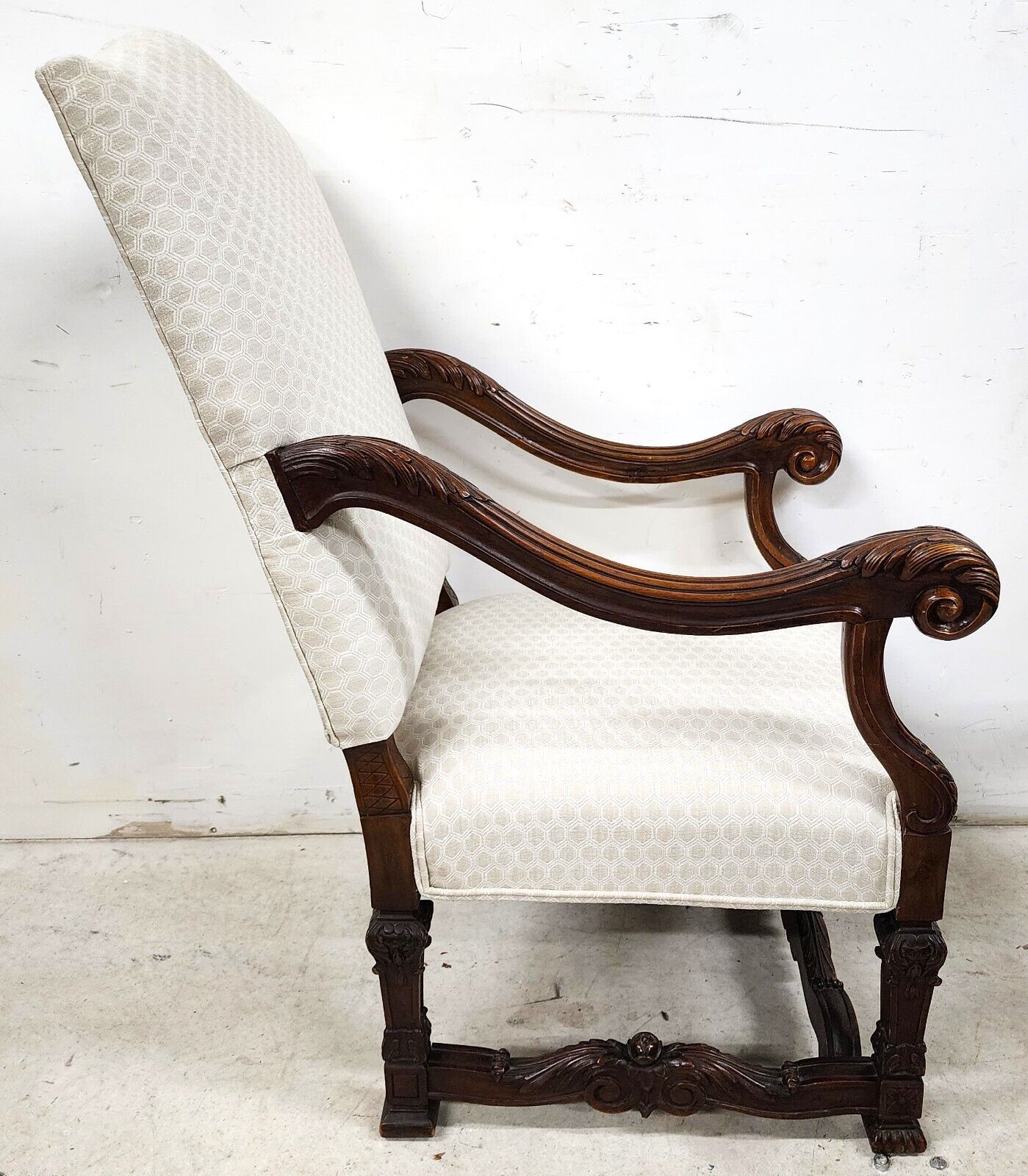 Antique Louis XIV French Armchair Hand Carved