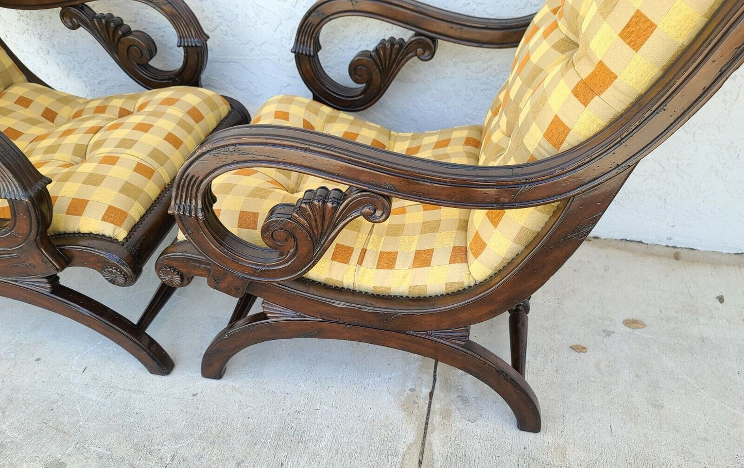 Tufted Regency Style Armchairs By MARGE CARSON