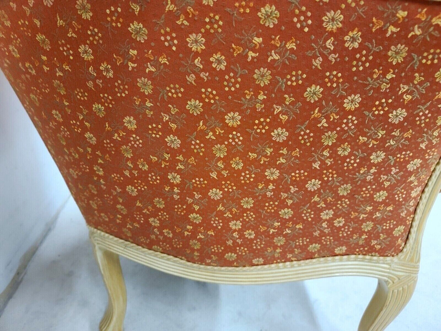 French Louis XV Boudoir Chair Floral Apricot