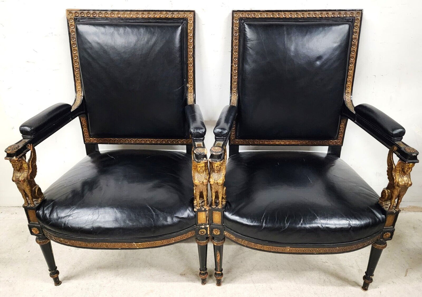 Leather Armchairs Empire Style Mid Century