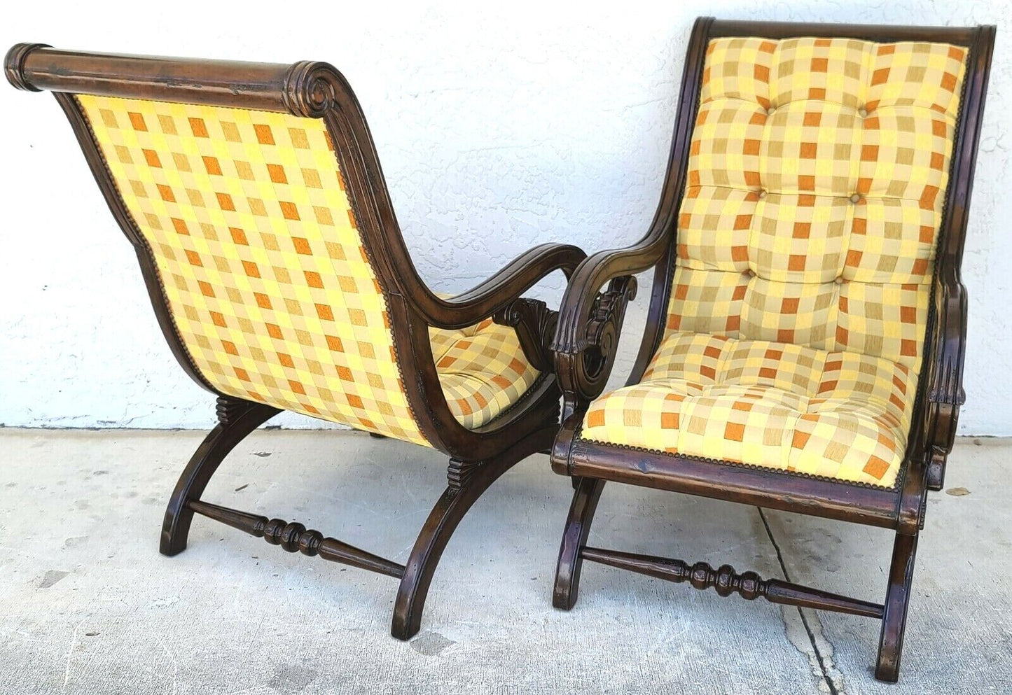 Tufted Regency Style Armchairs By MARGE CARSON