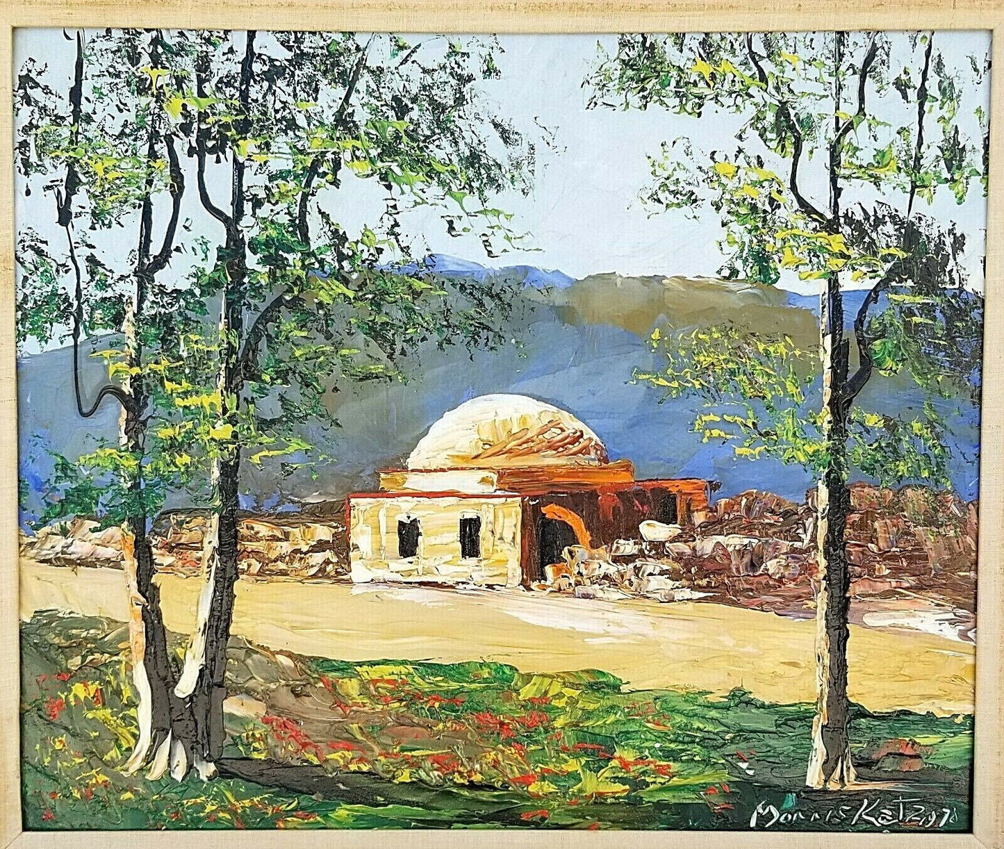 1978 Original Signed MORRIS KATZ Oil Painting of Rachel's Tomb Framed on Board