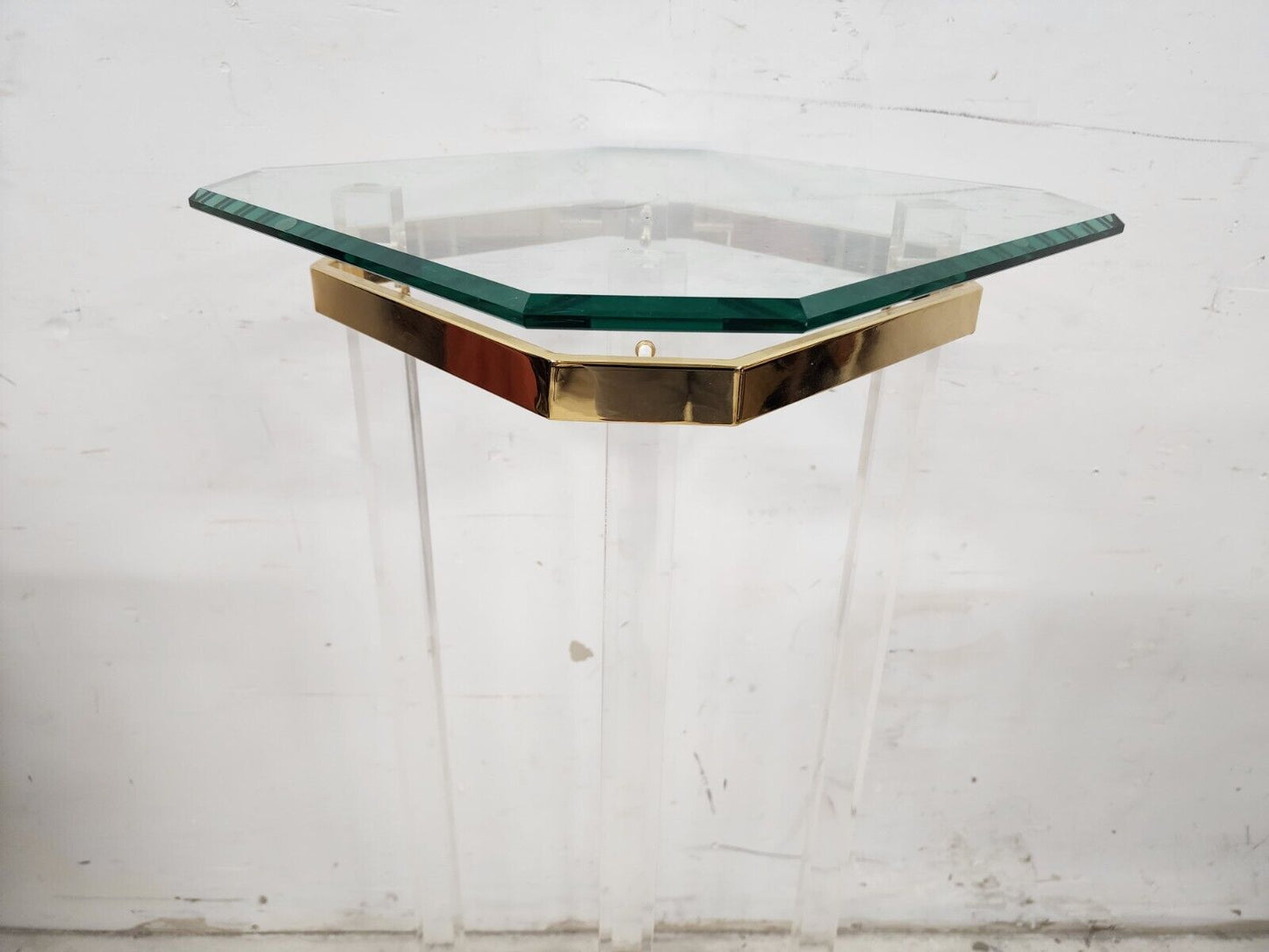 Lucite Pedestal Display Stand CHARLES HOLLIS JONES Style 24 Karat Gold Plated