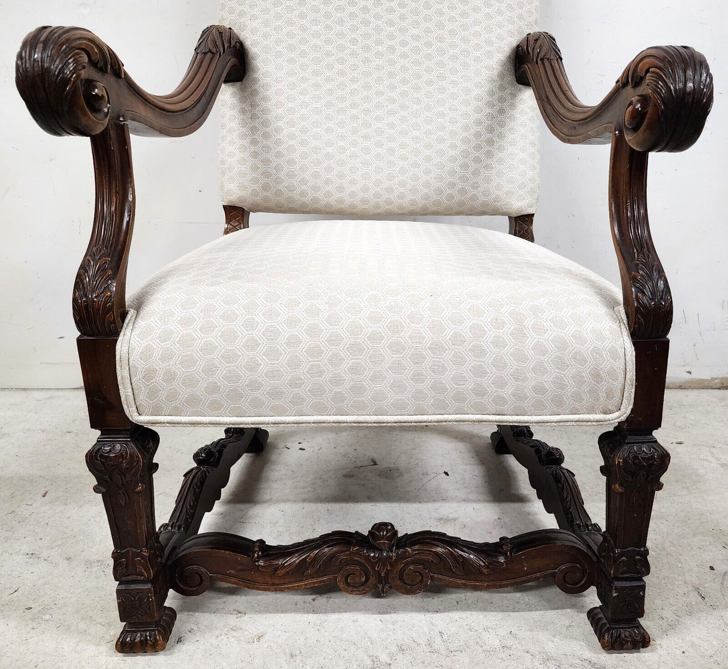 Antique Louis XIV French Armchair Hand Carved