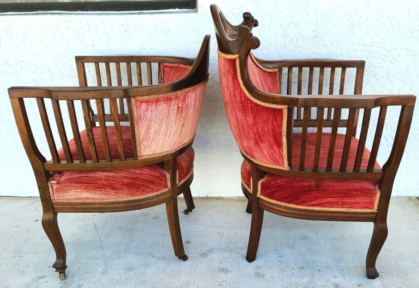 Antique c 1900 Matching Mahogany His Her Armchairs