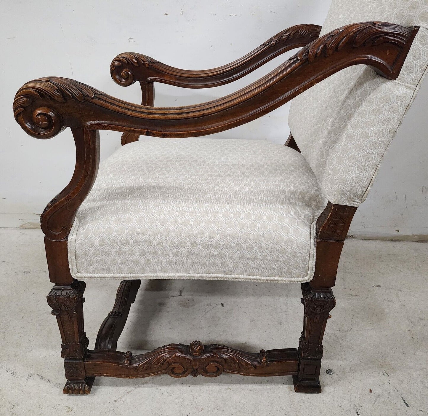 Antique Louis XIV French Armchair Hand Carved